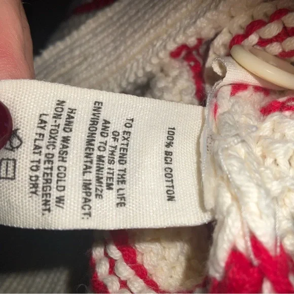 Alex Mill Cream and Red Striped Button Back Sweater - Picture 8 of 9